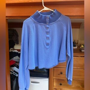 Free People Movement - Cropped Blue Grommet Sweatshirt